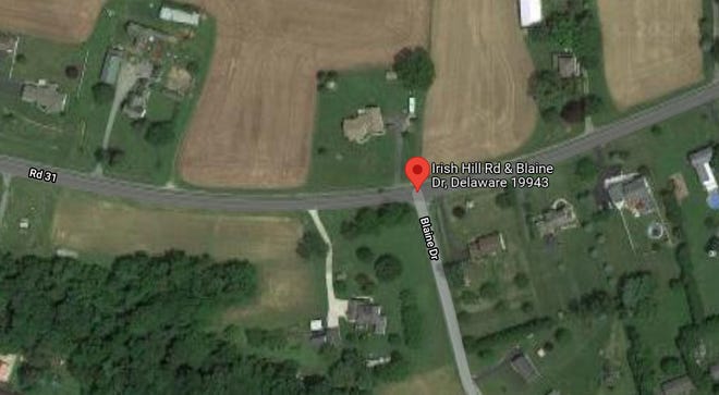A map shows the area of a fatal car crash in Felton on Feb. 6, 2022.