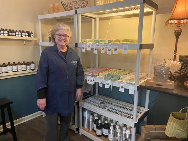 Beth Polito poses inside of Cielo Soaps and Wine at the Crossing on Monday, February 7, 2021.