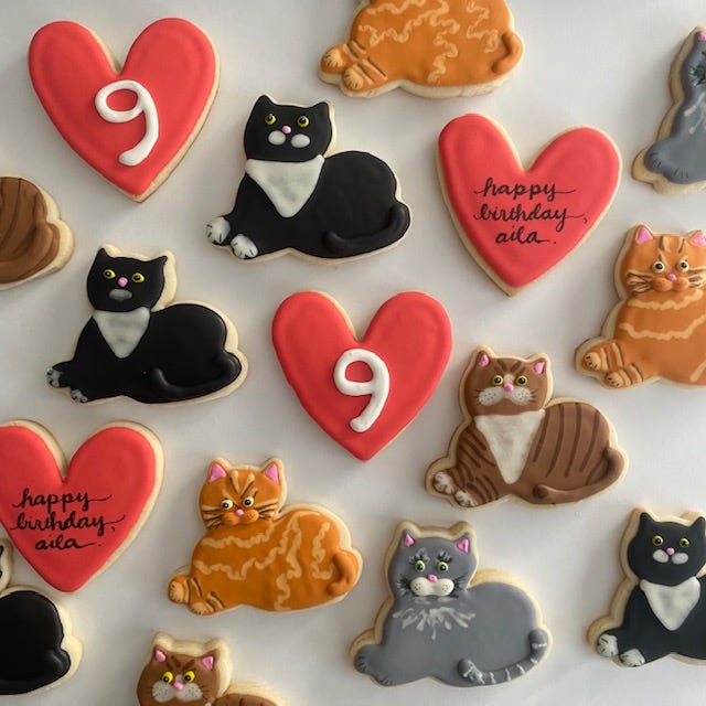 Lauren Corum modeled these cookie designs on the birthday girl’s beloved pets. Oct. 1, 2021.