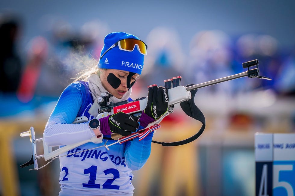 Anais Chevalier-bouchet of Team France competes during the Olympic Games 2022, Women's Biathlon 15 km Individual on February 7, 2022 in Zhangjiakou China.