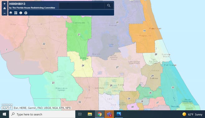A closer look at the map approved by the Florida House Redistricting Committee shows five districts touching on Volusia and Flagler counties: 19, 27, 28, 29 and 30.