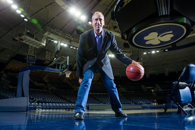 South Bend Tribune sports columnist and Notre Dame Insider men's basketball beat writer Tom Noie during a promotional photo shoot at Purcell Pavilion in South Bend Tuesday, Oct. 31, 2017. Tribune Photo/MICHAEL CATERINA