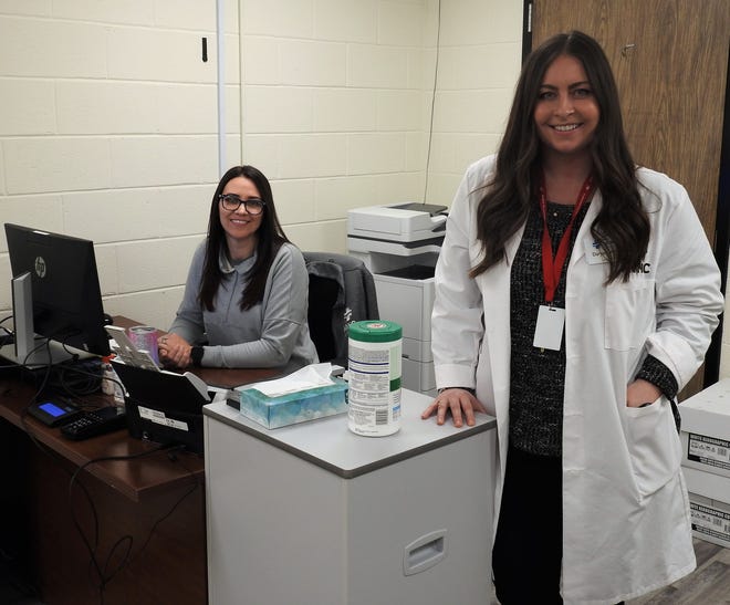 Nurse Practitioner Daryan Lynch abd Licensed Practical Nurse Melissa Matchett operate the new health clinic inside Coshocton High School for students and staff in partnership with Muskingum Valley Health Centers.