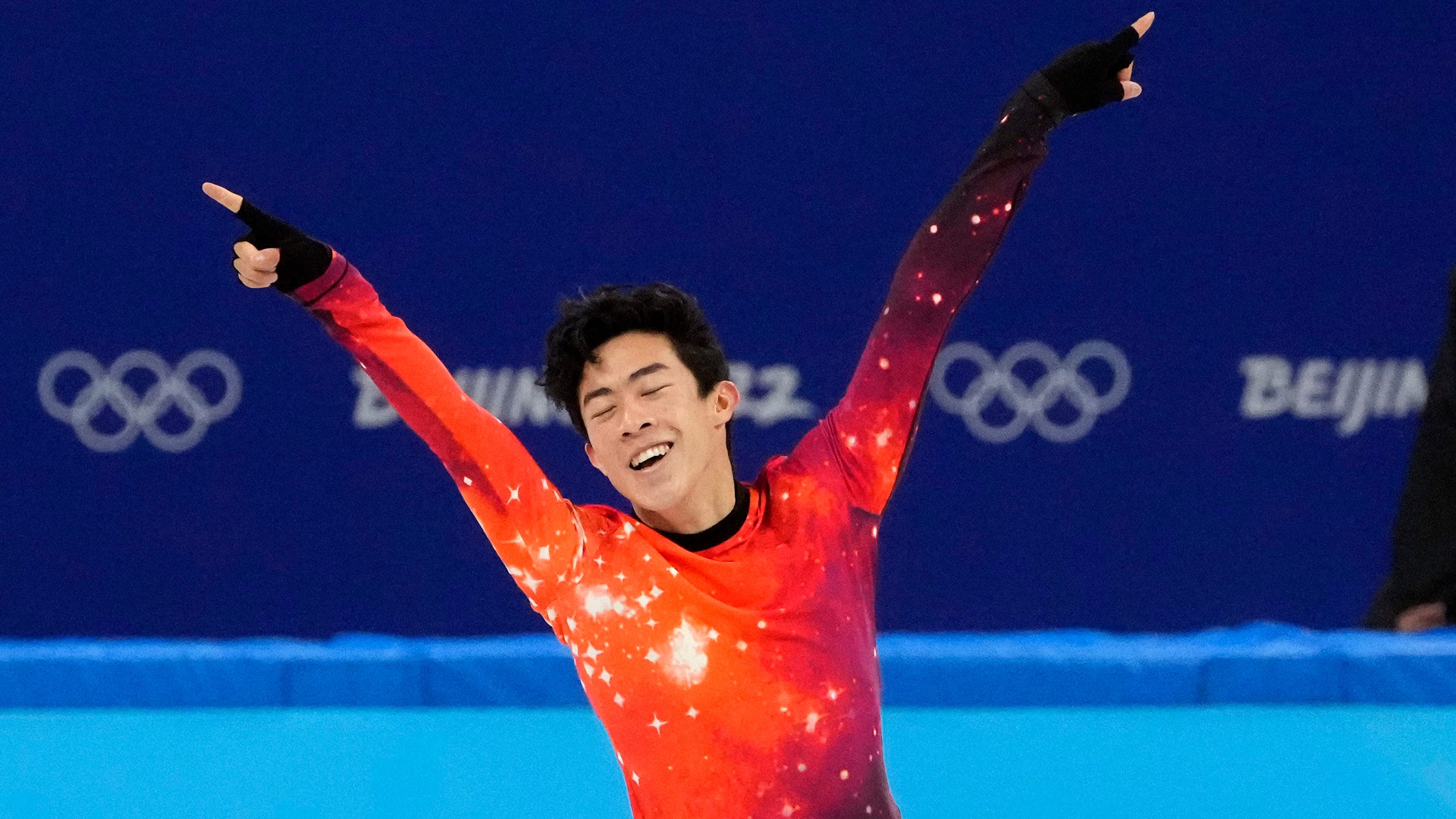 Nathan Chen completes his routine en route to the gold medal in the men's singles figure skating competition.