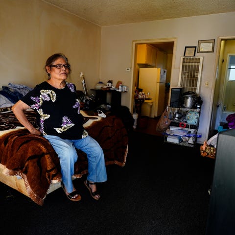 Dolores Hernandez in her apartment which is near S