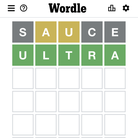 A screengrab of the word game Wordle on a smartpho