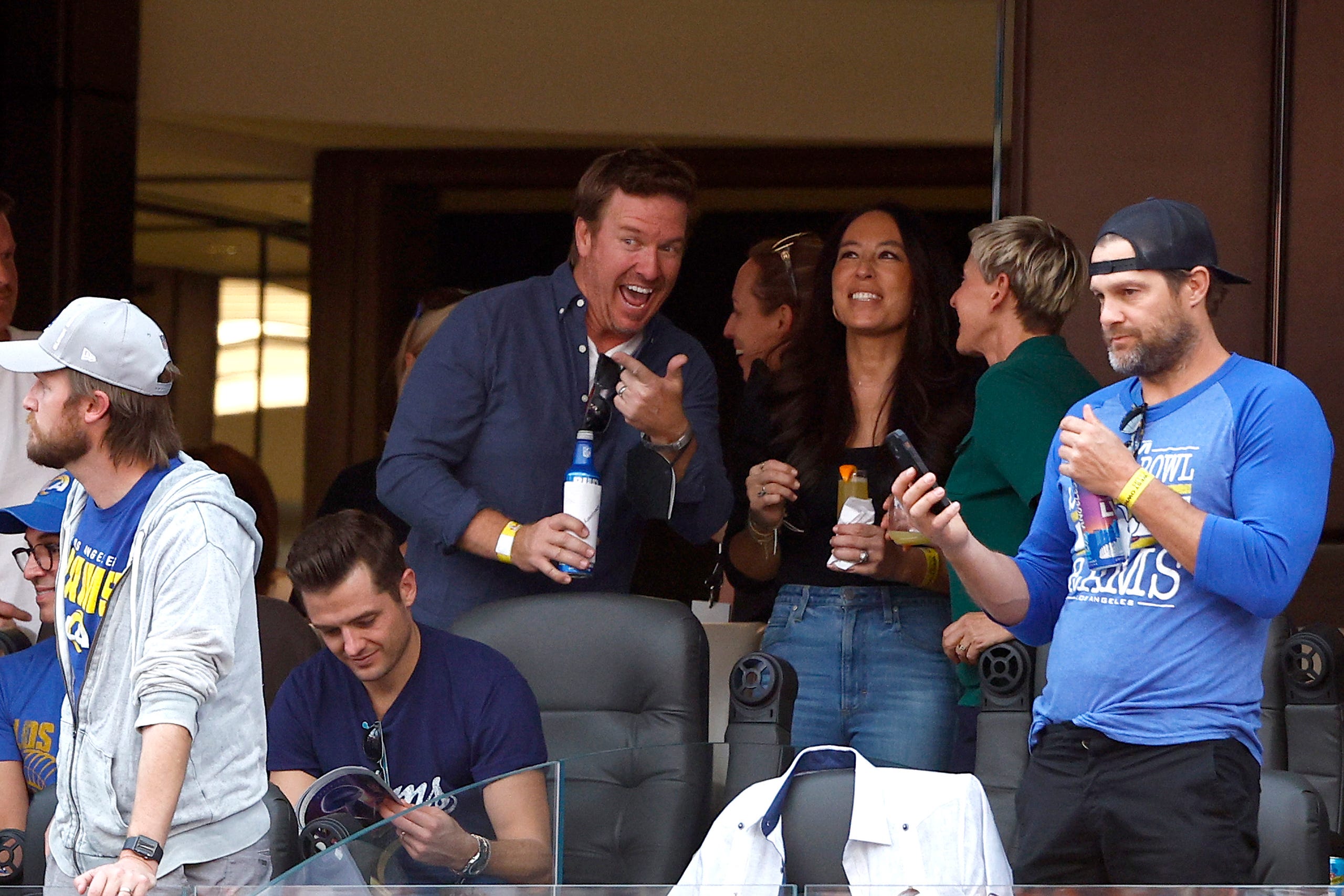 HGTV's Chip and Joanna Gaines attend Super Bowl LVI between the Los Angeles Rams and the Cincinnati Bengals at SoFi Stadium on February 13, 2022 in Inglewood, California.