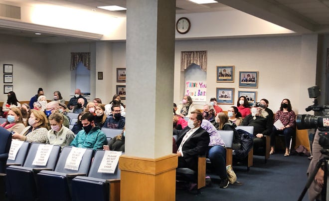Residents showed up Monday, Feb. 14, 2022, to be there for a Staunton School Board meeting that was possibly going to involve a discussion of mask policies.