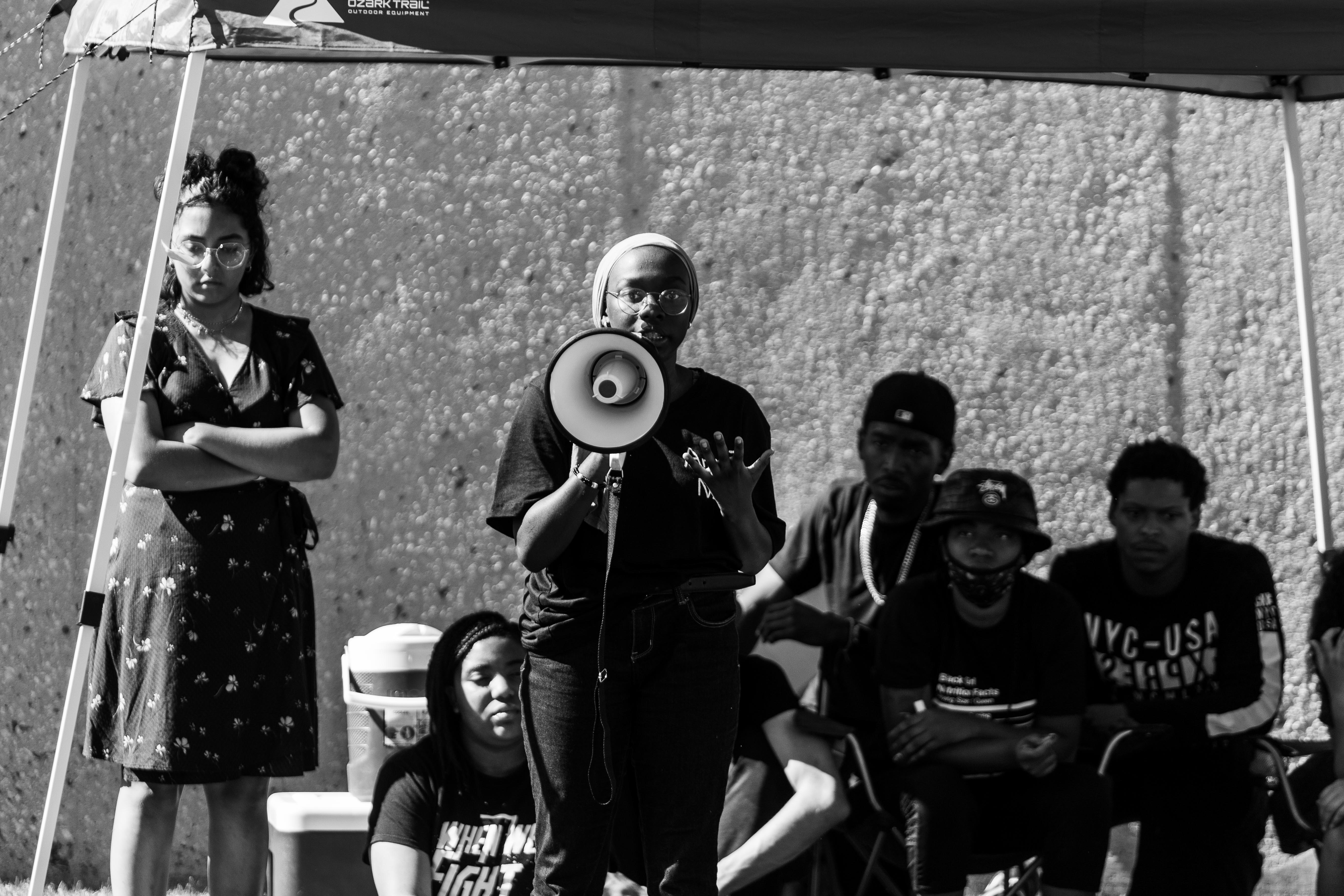 Roaa Kordeir, 18, at a racial justice protest in the summer of 2020, megaphone in hand.