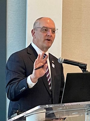 Louisiana Gov. John Bel Edwards addresses his Task Force on Statewide Litter Abatement and Beautification on Tuesday, Feb. 15, 2022 at the Water Campus in Baton.