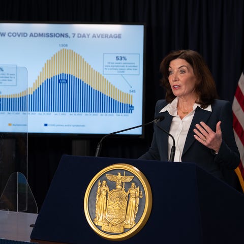 Gov. Kathy Hochul speaks at a media briefing Feb. 