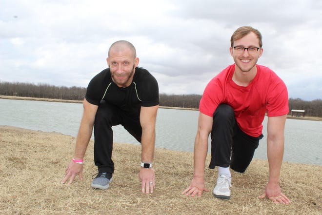 Exercise physiologists Jason Hall (left) and Tyler Cunningham of Ascension St. John Jane Phillips hospital will lead the FLOWCo spring season fitness program that kicks off March 1 at Lee Lake.
