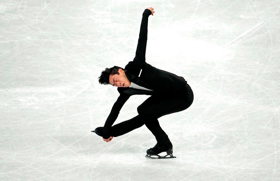 Nathan Chen (USA) competes in the team figure skating men's short program event.