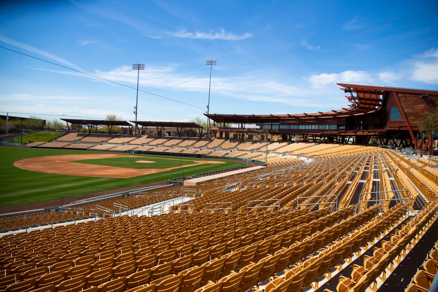 A view of Camelback Ranch in Glendale, Ariz., spring training home of the Dodgers and White Sox.