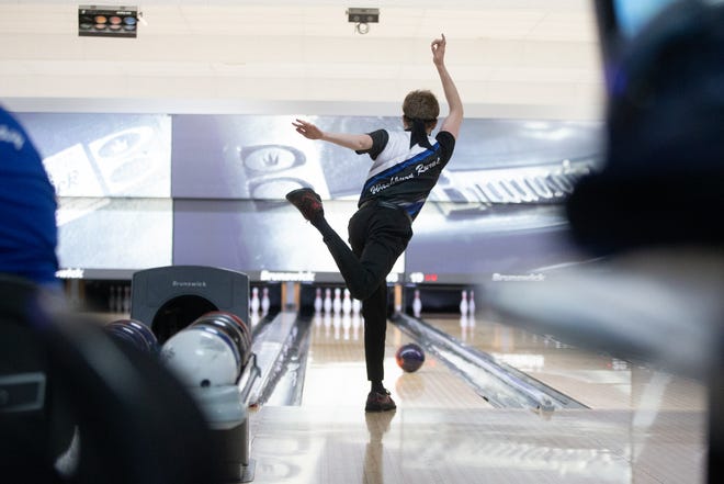 Washburn Rural's Josh Hammons competes at Wednesday's Centennial League tournament at West Ridge Bowl. Hammons bowled a 726 giving him a second-place finish.