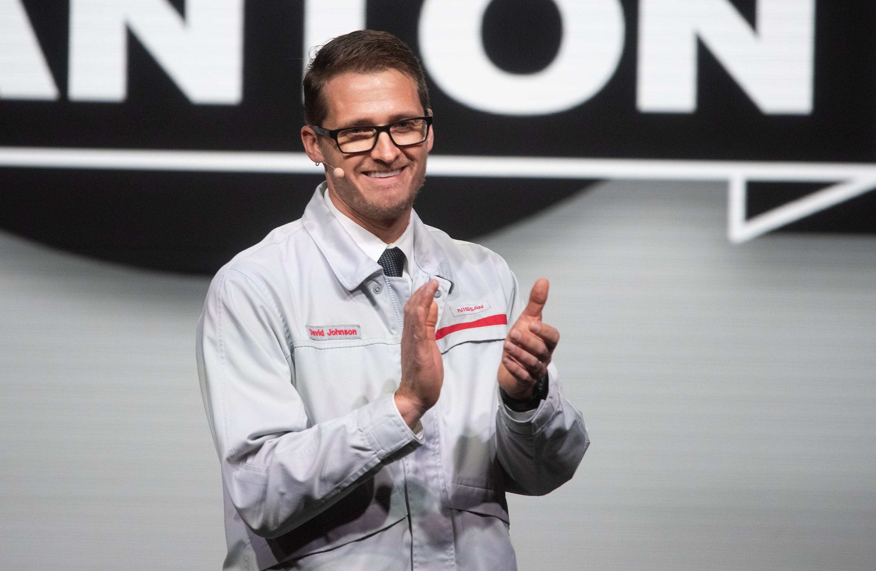 David Johnson, incoming senior vice president of manufacturing and supply chain management, Nissan North America, announces that the Nissan Canton Vehicle Plant will be the center for its electric vehicle production in the United States during a news conference at the Canton, Miss., plant Thursday, Feb. 17, 2022. The investment for EV production will total $500 million with production to begin in 2025.