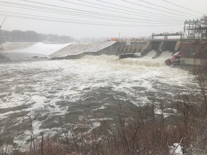 Water flow from the Oakdale Dam in Carroll County topped 18,000 gallons a second for a while Thursday afternoon, Feb. 17, 2022, prompting voluntary evacuations downstream.