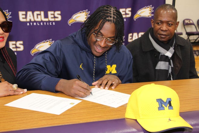 Plymouth Christian Academy senior Chibi Anwunah recently signed as a preferred walk-on with the Michigan football team.