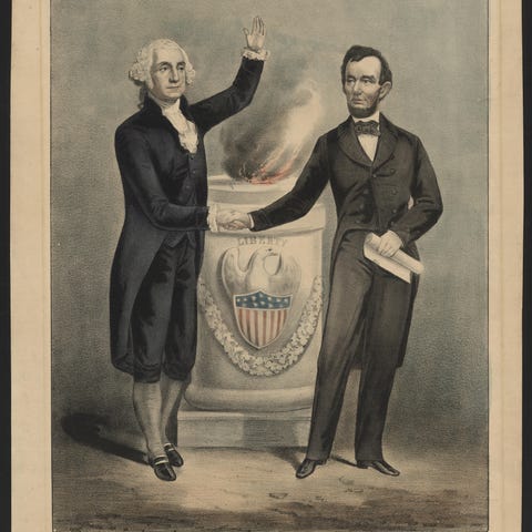 This Currier & Ives portrait of Washington and Lin