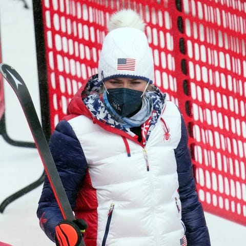 Mikaela Shiffrin (USA) shown after competing in th