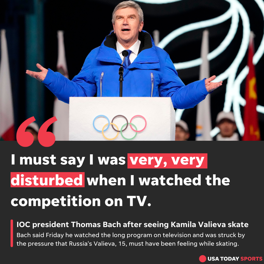 IOC president Thomas Bach speaks during the Opening Ceremony of the Winter Olympic Games in Beijing in February 2022.