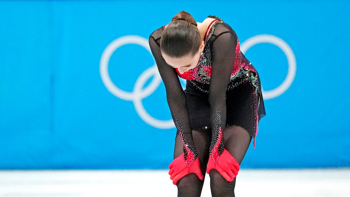 Kamila Valieva of Russia in the women's figure skating long program during the Beijing Olympics.