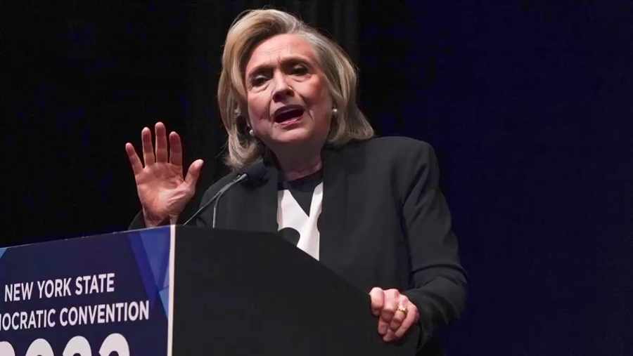 While speaking at the New York State Democratic Convention in New York on Thursday, former U.S. Secretary of State Hillary Clinton talked about former president Donald Trump and said the country is "deeply and dangerously divided." (Feb. 17)