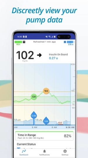 A screenshot of the t:connect mobile app.