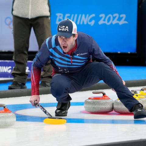 John Shuster (USA) competes during the Beijing Win
