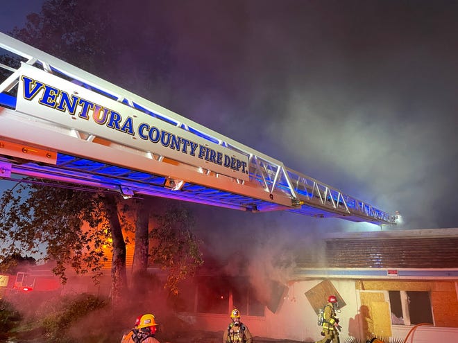 Ventura County firefighters put out a blaze in an abandoned restaurant building on Brazil Street in Thousand Oaks Friday night.