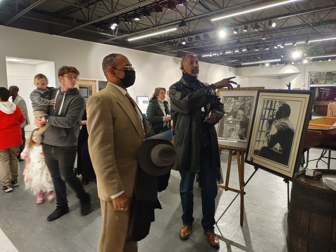 Stacy Hall (right) attended the Robert Seldon Duncanson’s Legacy with Detroit Black Artists event held on at the River Raisin National Battlefield Park Visitor Center. The event is part of Black History Month. Provided by Katie Tibai