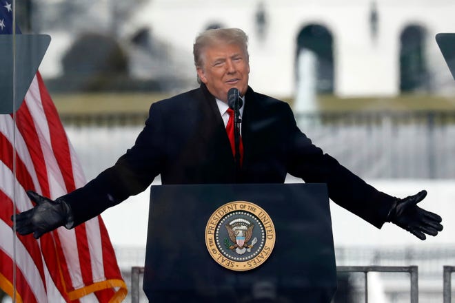 U.S. President Donald Trump speaks at a rally on the Ellipse on Wednesday, Jan. 6, 2021, near the White House in Washington, D.C., shortly before his supporters stormed the U.S. Capitol. (Yuri Gripas/Abaca Press/TNS)