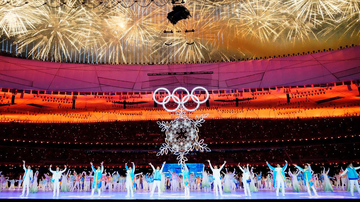 Fireworks display during the closing ceremony for the Beijing 2022 Olympic Winter Games at Beijing National Stadium on Feb 20, 2022. 