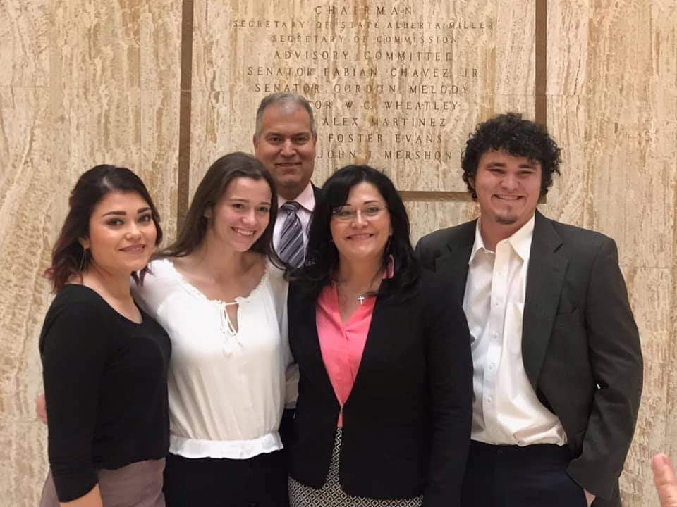 Karen Trujillo is pictured with her family on the day she was inducted as secretary of education for the state of New Mexico in 2019. With her are her husband, Ben, their two daughters, Taralyn and Tavyn, and their son, Timothy. Karen was chosen to be the USA TODAY New Mexico Woman of the Year for her dedication to education in the state.