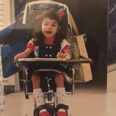 Heidi Kearl on her first day attending school at a