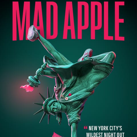 A poster for Cirque du Soleil's Mad Apple, which o