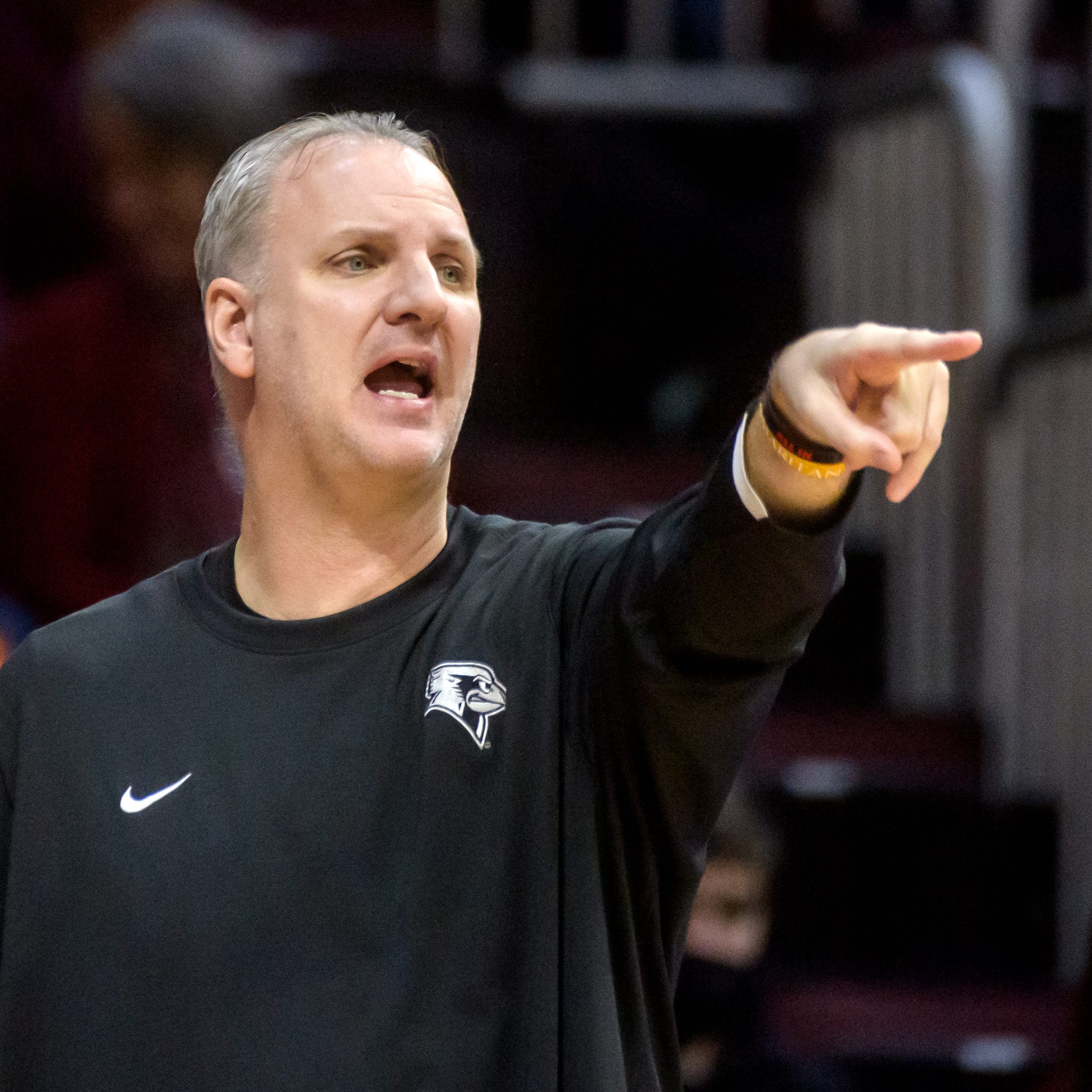 ISU interim head coach Brian Jones directs the Redbirds as they battle Bradley in the first half Saturday, Feb. 19, 2022 at Carver Arena. The Braves defeated rival Illinois State 72-64