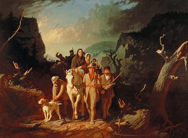 Daniel Boone escorting settlers through the Cumberland Gap, 1851-52, by George Caleb Bingham, Washington University, St. Louis.