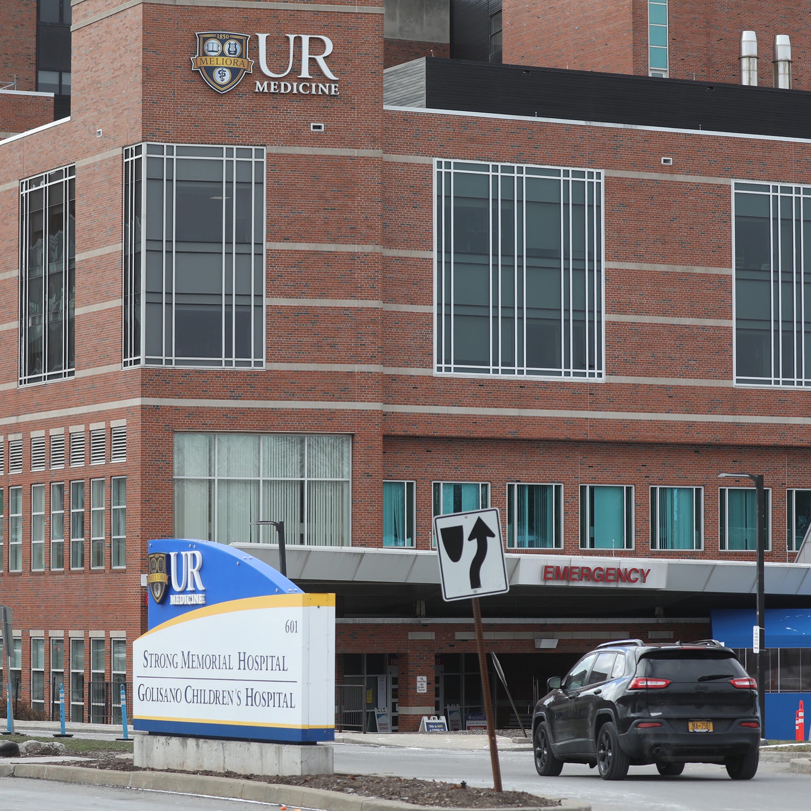 The emergency department entrance to Strong Memorial Hospital is located on Elmwood Ave. in Rochester, NY.