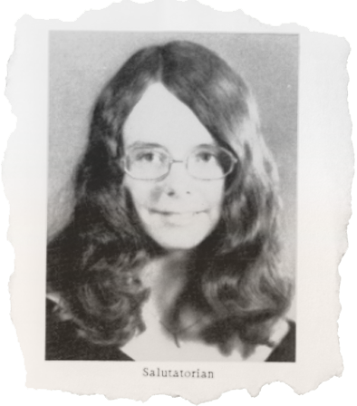 Karen Mason, then known as Karen Rew, pictured in the 1974 Schuylerville High School yearbook. She was class salutatorian.