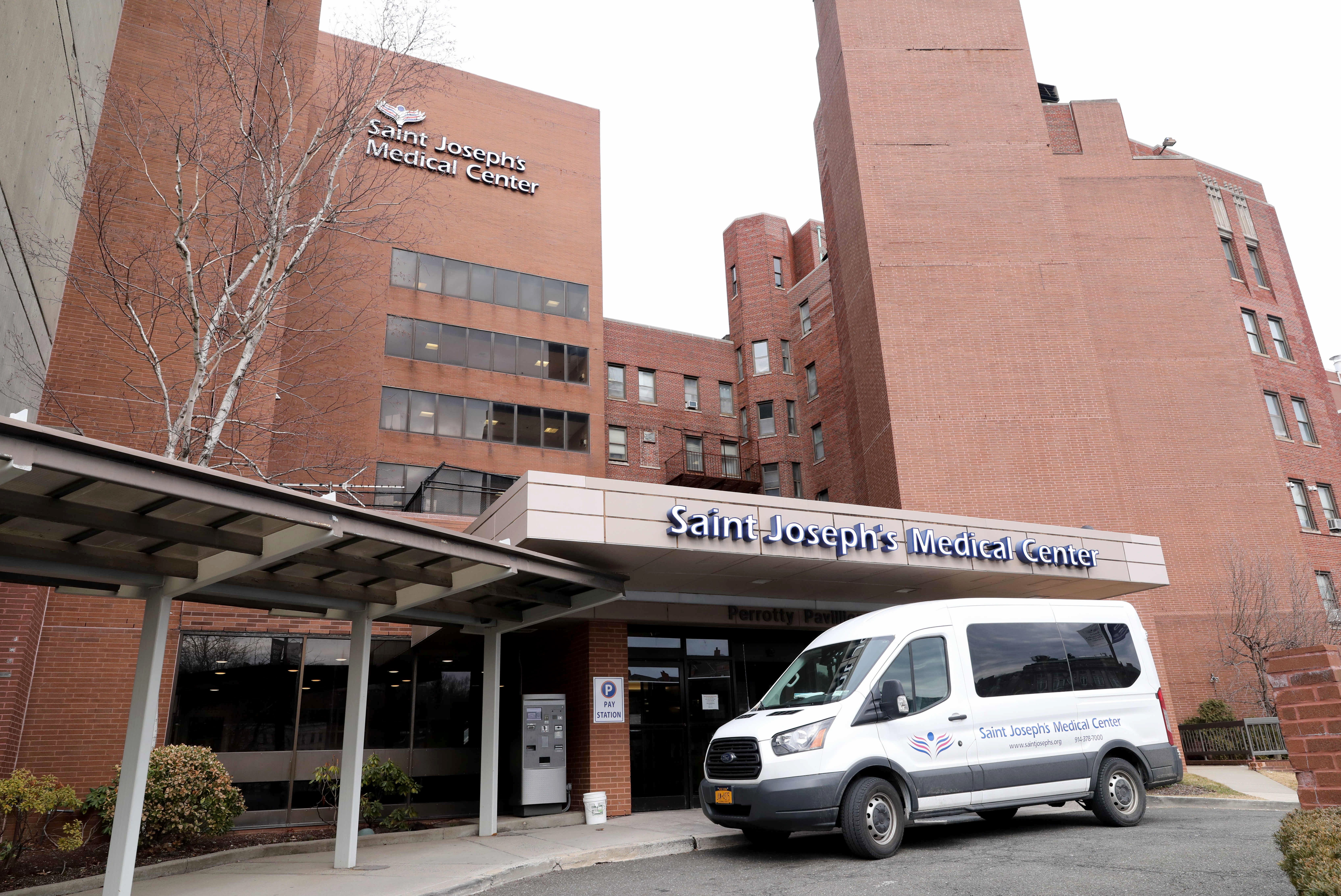 The exterior of Saint Joseph's Medical Center in Yonkers, photographed Feb. 24, 2022. The facility among 15 hospitals in New York that faced a combined $54,000 in fines connected to at least 50 patient-restraint violations since 2015.