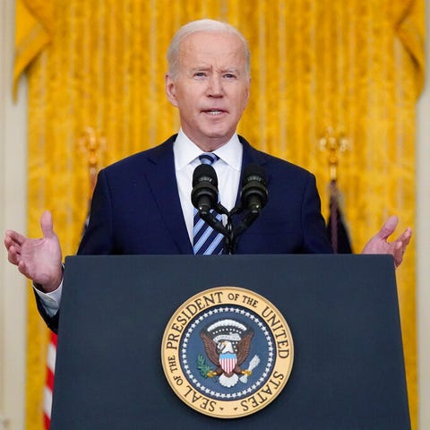 President Joe Biden speaks about the Russian invas