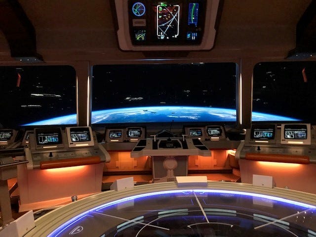 The view from the bridge at Disney's Star Wars: Galactic Starcruiser, a much-anticipated and immersive two-night experience which opens March 1 at Walt Disney World.