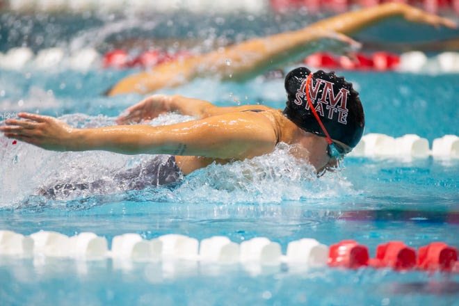 New Mexico State's swimming and diving team claimed fourth at the WAC Championships.