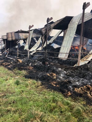 Fire crews responded to a barn fire on Hazelgreen Road on Saturday.