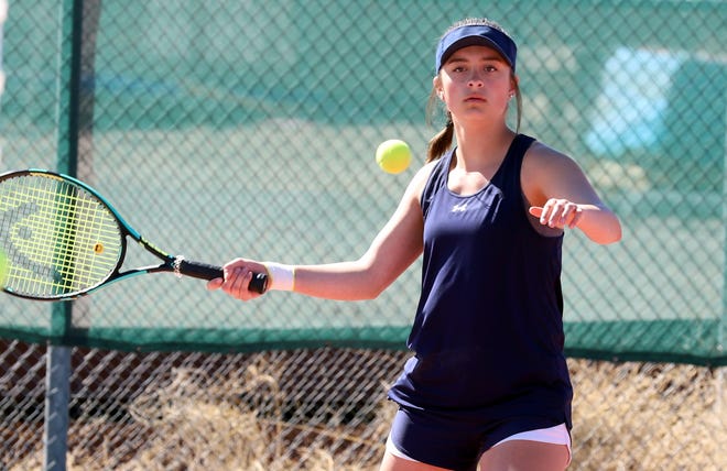 Junior Kayley Lovelace was one of two Lady 'Cats to win a singles match on Saturday.