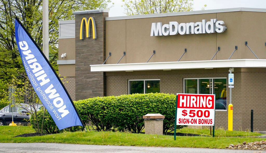 Some McDonald's locations and employers including Amazon are using sign-on bonuses to lure applicants to jobs in the tight labor market.