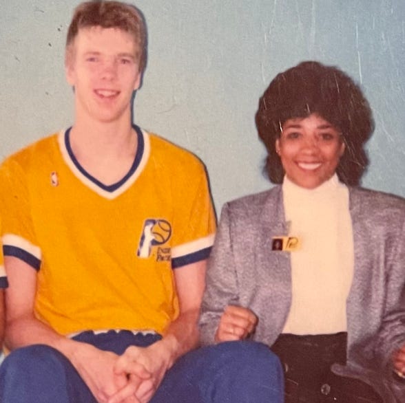 Kathy Jordan and a young Rik Smits in the late 1980s.
