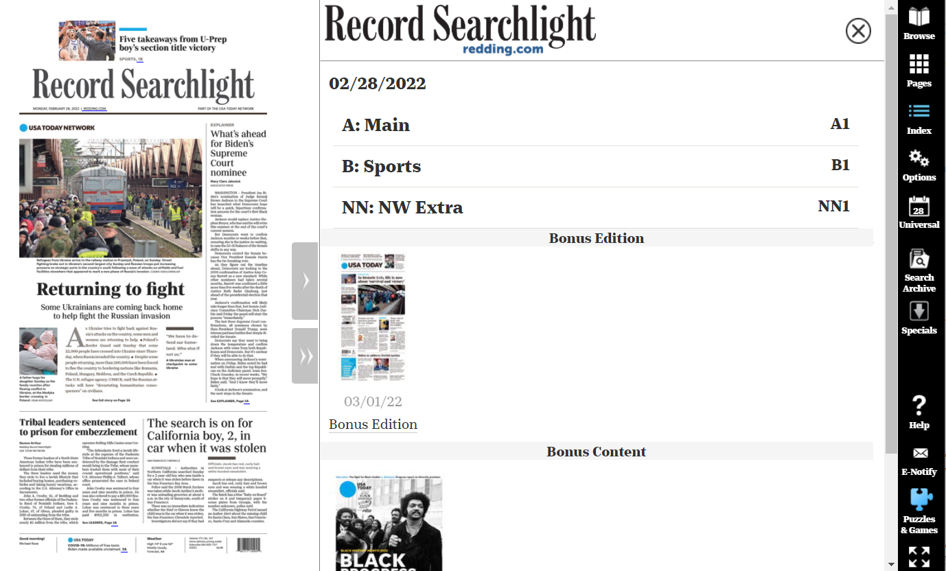 dæk semester overraskelse Record Searchlight: How do I use the e-Edition?