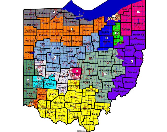 Republican-drawn map for Ohio's congressional districts